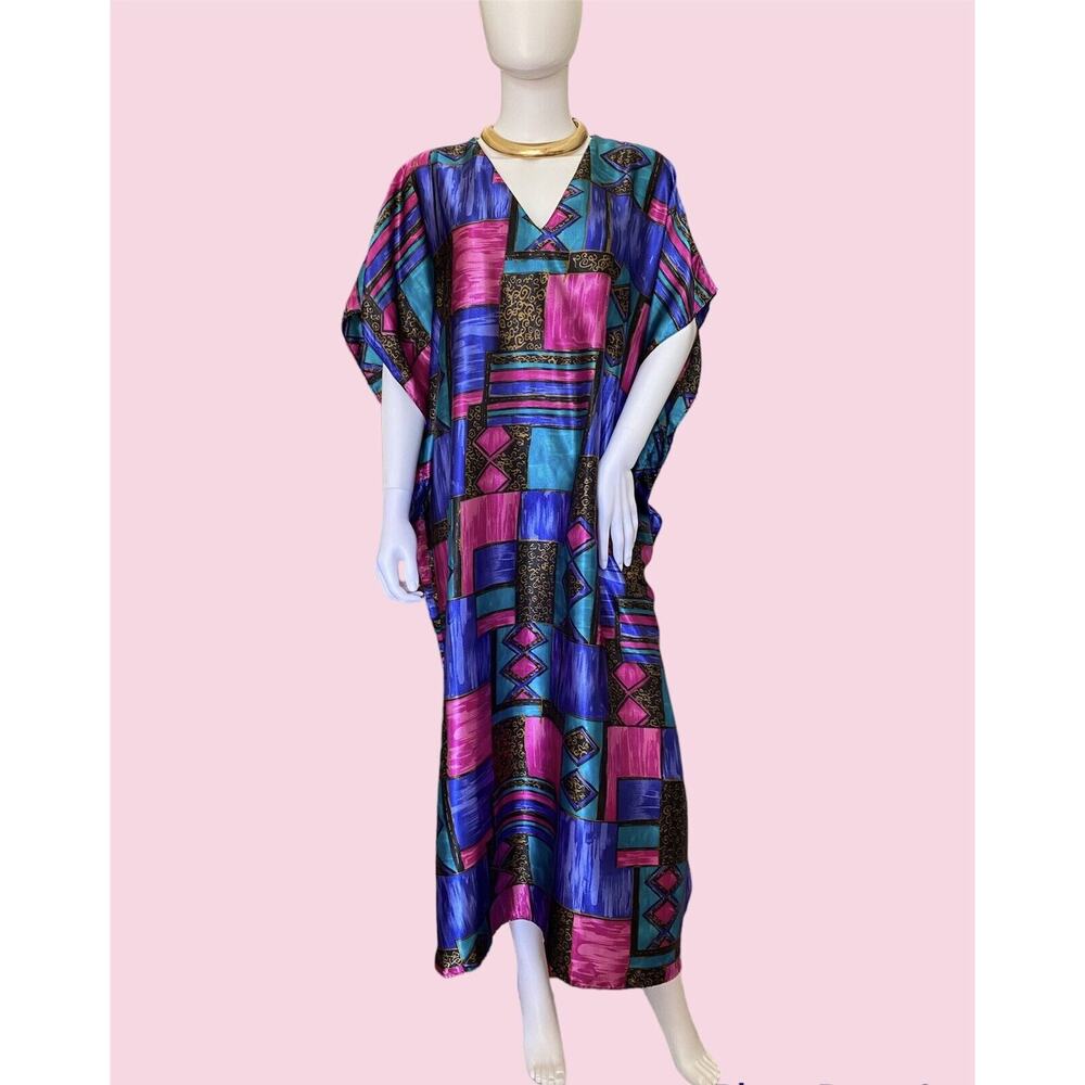 Vintage 1970s Jewel Toned Kaftan Caftan By Winlar
